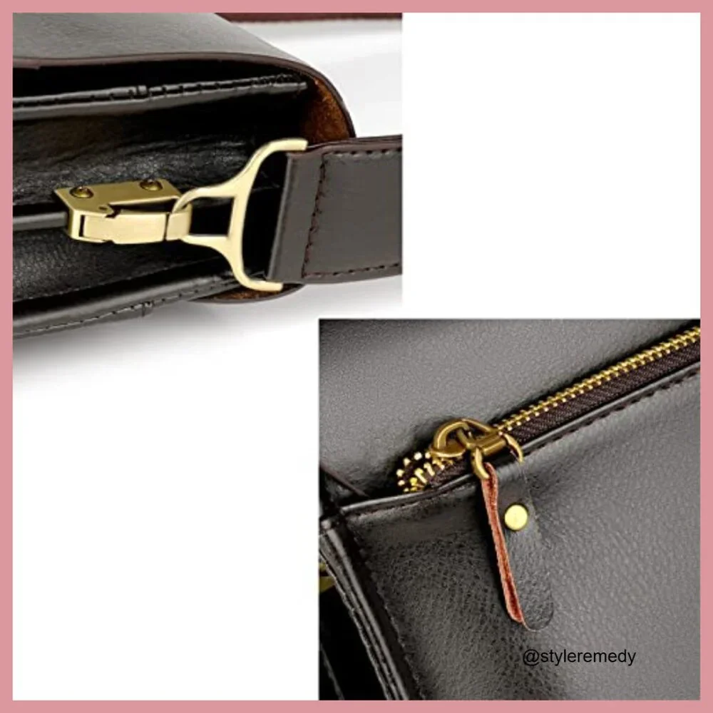 PU Leather Messenger Sling Crossbody Bag Adjustable Strap Magnetic Buckle